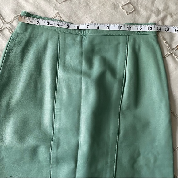 vintage danier leather turquoise skirt - Picture 10 of 11